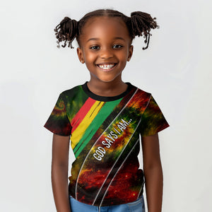 Juneteenth God Says I Am Christian Freedom Kid T shirt Pan African Flag Colors Tie Dye Galaxy