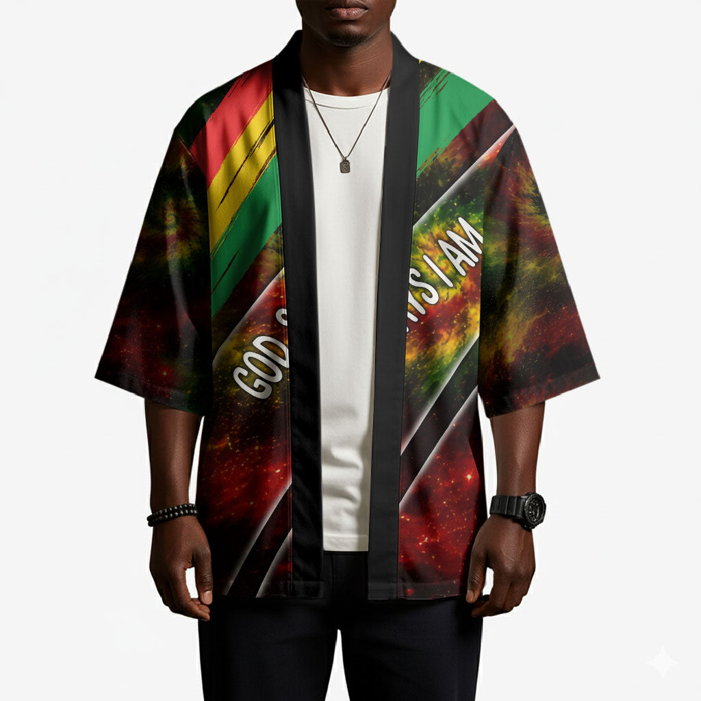 Juneteenth God Says I Am Christian Freedom Kimono Pan African Flag Colors Tie Dye Galaxy