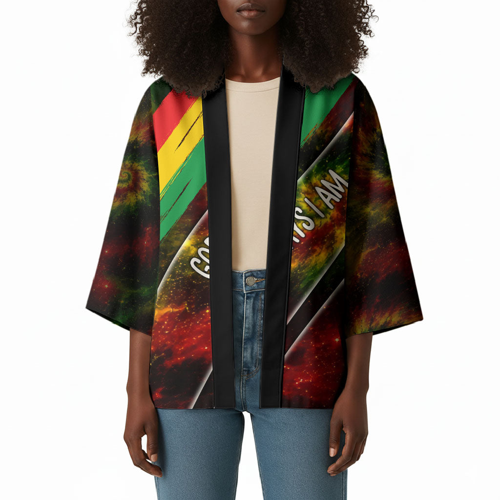 Juneteenth God Says I Am Christian Freedom Kimono Pan African Flag Colors Tie Dye Galaxy