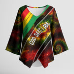 Juneteenth God Says I Am Christian Freedom Kimono Sleeve Blouse Pan African Flag Colors Tie Dye Galaxy