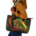Juneteenth God Says I Am Christian Freedom Leather Tote Bag Pan African Flag Colors Tie Dye Galaxy