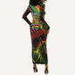 Juneteenth God Says I Am Christian Freedom Long Sleeve Bodycon Dress Pan African Flag Colors Tie Dye Galaxy