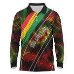 Juneteenth God Says I Am Christian Freedom Long Sleeve Polo Shirt Pan African Flag Colors Tie Dye Galaxy