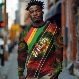 Juneteenth God Says I Am Christian Freedom Long Sleeve Shirt Pan African Flag Colors Tie Dye Galaxy