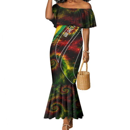 Juneteenth God Says I Am Christian Freedom Mermaid Dress Pan African Flag Colors Tie Dye Galaxy