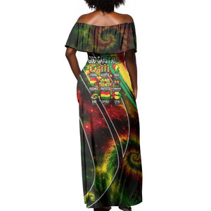 Juneteenth God Says I Am Christian Freedom Off Shoulder Maxi Dress Pan African Flag Colors Tie Dye Galaxy