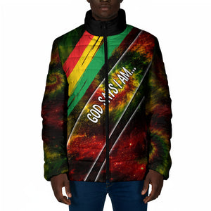 Juneteenth God Says I Am Christian Freedom Padded Jacket Pan African Flag Colors Tie Dye Galaxy