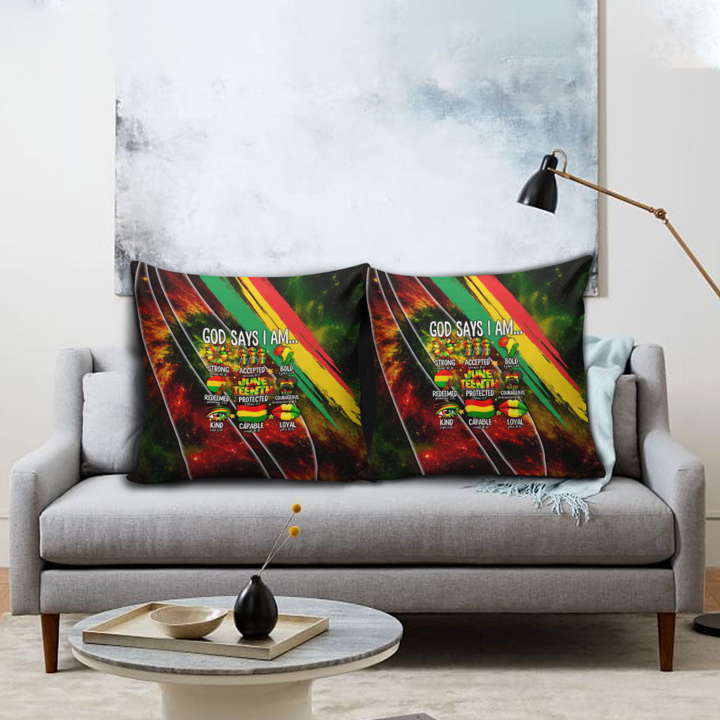 Juneteenth God Says I Am Christian Freedom Pillow Cover Pan African Flag Colors Tie Dye Galaxy