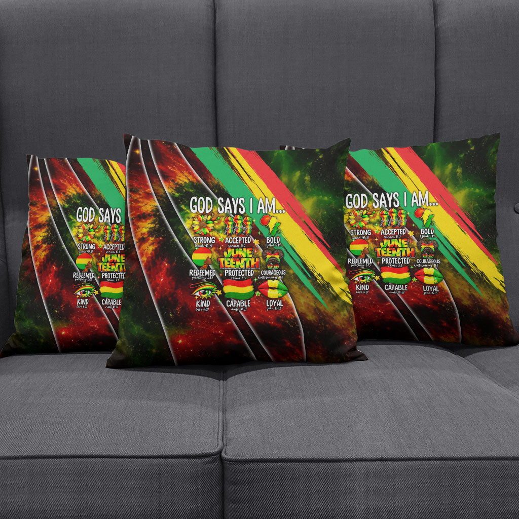 Juneteenth God Says I Am Christian Freedom Pillow Cover Pan African Flag Colors Tie Dye Galaxy