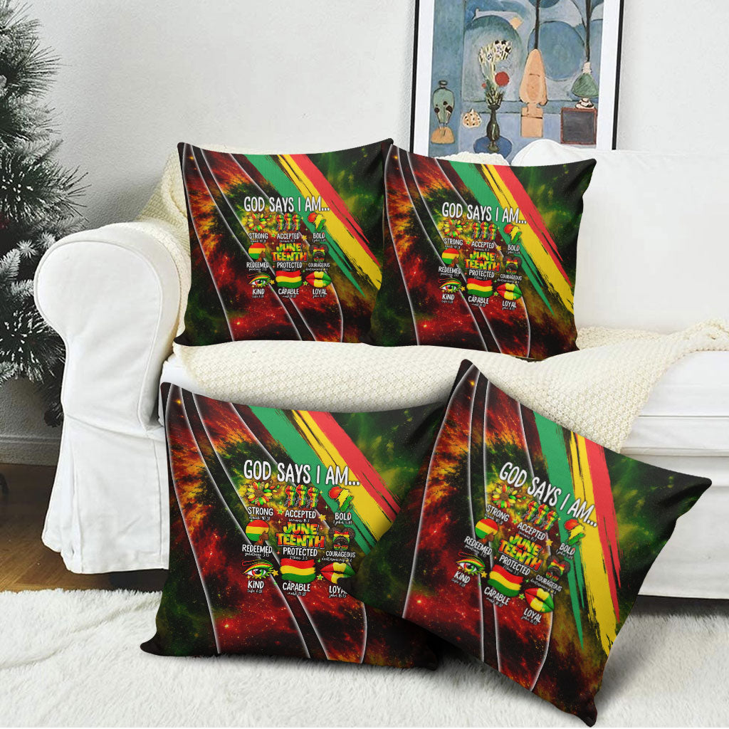 Juneteenth God Says I Am Christian Freedom Pillow Cover Pan African Flag Colors Tie Dye Galaxy