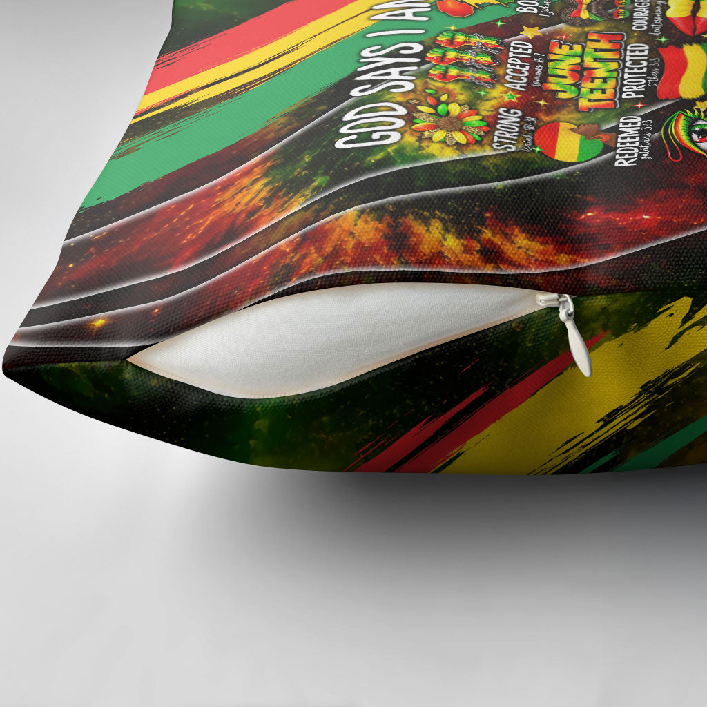 Juneteenth God Says I Am Christian Freedom Pillow Cover Pan African Flag Colors Tie Dye Galaxy