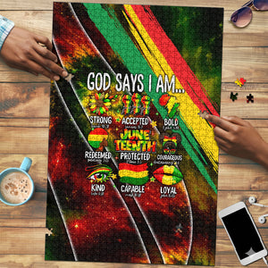 Juneteenth God Says I Am Christian Freedom Puzzle Pan African Flag Colors Tie Dye Galaxy