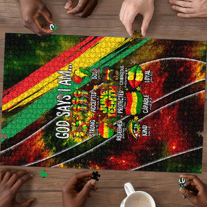 Juneteenth God Says I Am Christian Freedom Puzzle Pan African Flag Colors Tie Dye Galaxy