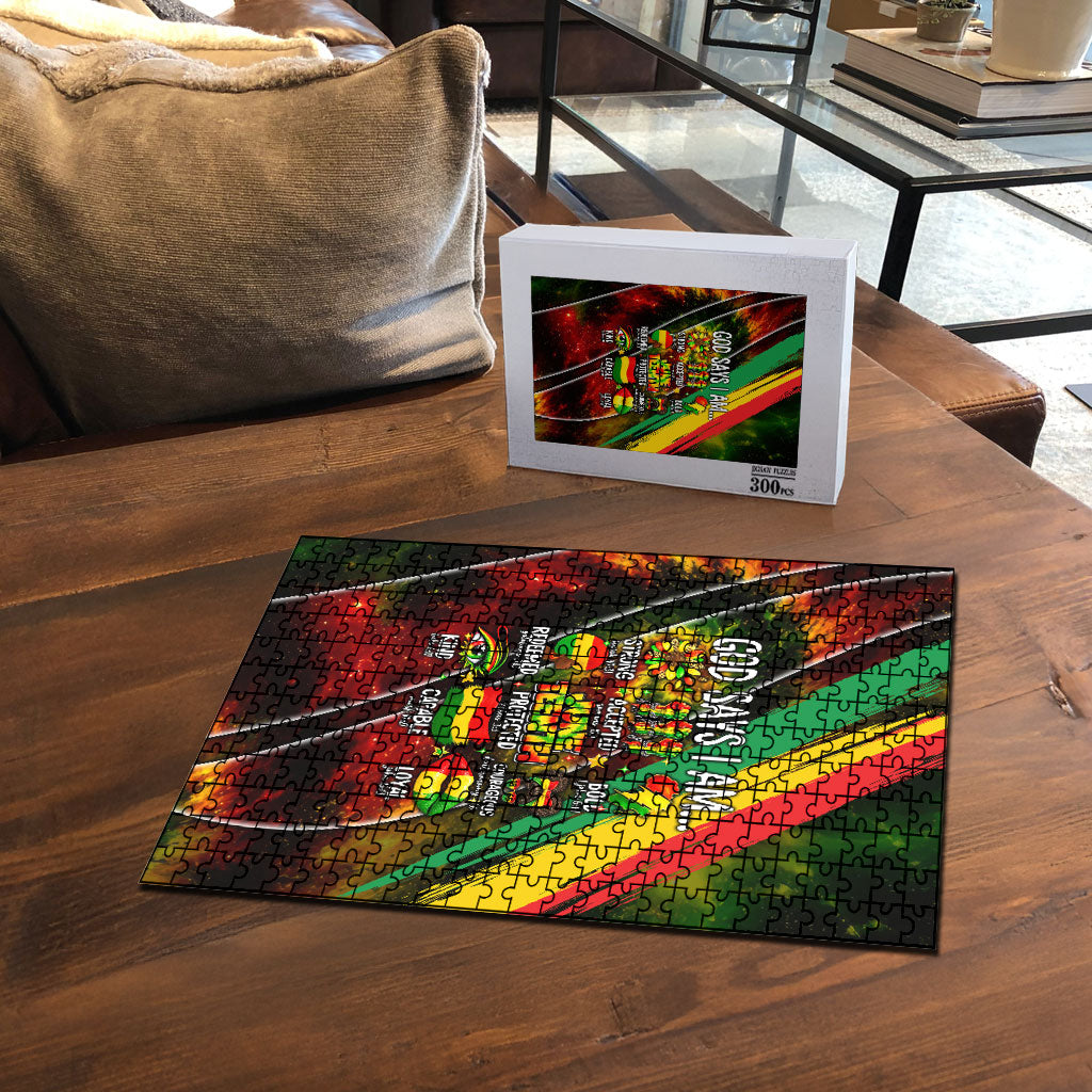 Juneteenth God Says I Am Christian Freedom Puzzle Pan African Flag Colors Tie Dye Galaxy