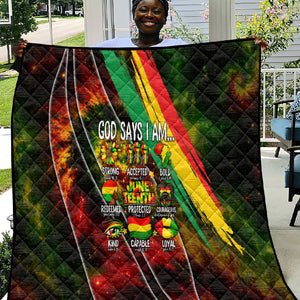 Juneteenth God Says I Am Christian Freedom Quilt Pan African Flag Colors Tie Dye Galaxy