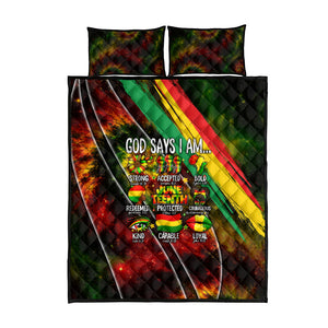 Juneteenth God Says I Am Christian Freedom Quilt Bed Set Pan African Flag Colors Tie Dye Galaxy
