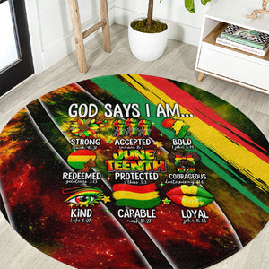 Juneteenth God Says I Am Christian Freedom Round Carpet Pan African Flag Colors Tie Dye Galaxy