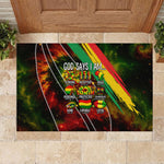 Juneteenth God Says I Am Christian Freedom Rubber Doormat Pan African Flag Colors Tie Dye Galaxy