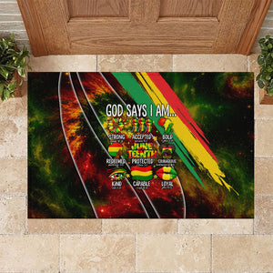 Juneteenth God Says I Am Christian Freedom Rubber Doormat Pan African Flag Colors Tie Dye Galaxy