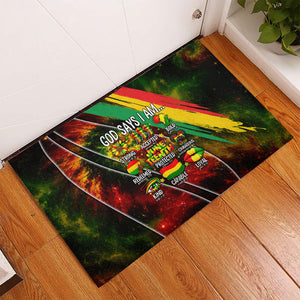 Juneteenth God Says I Am Christian Freedom Rubber Doormat Pan African Flag Colors Tie Dye Galaxy