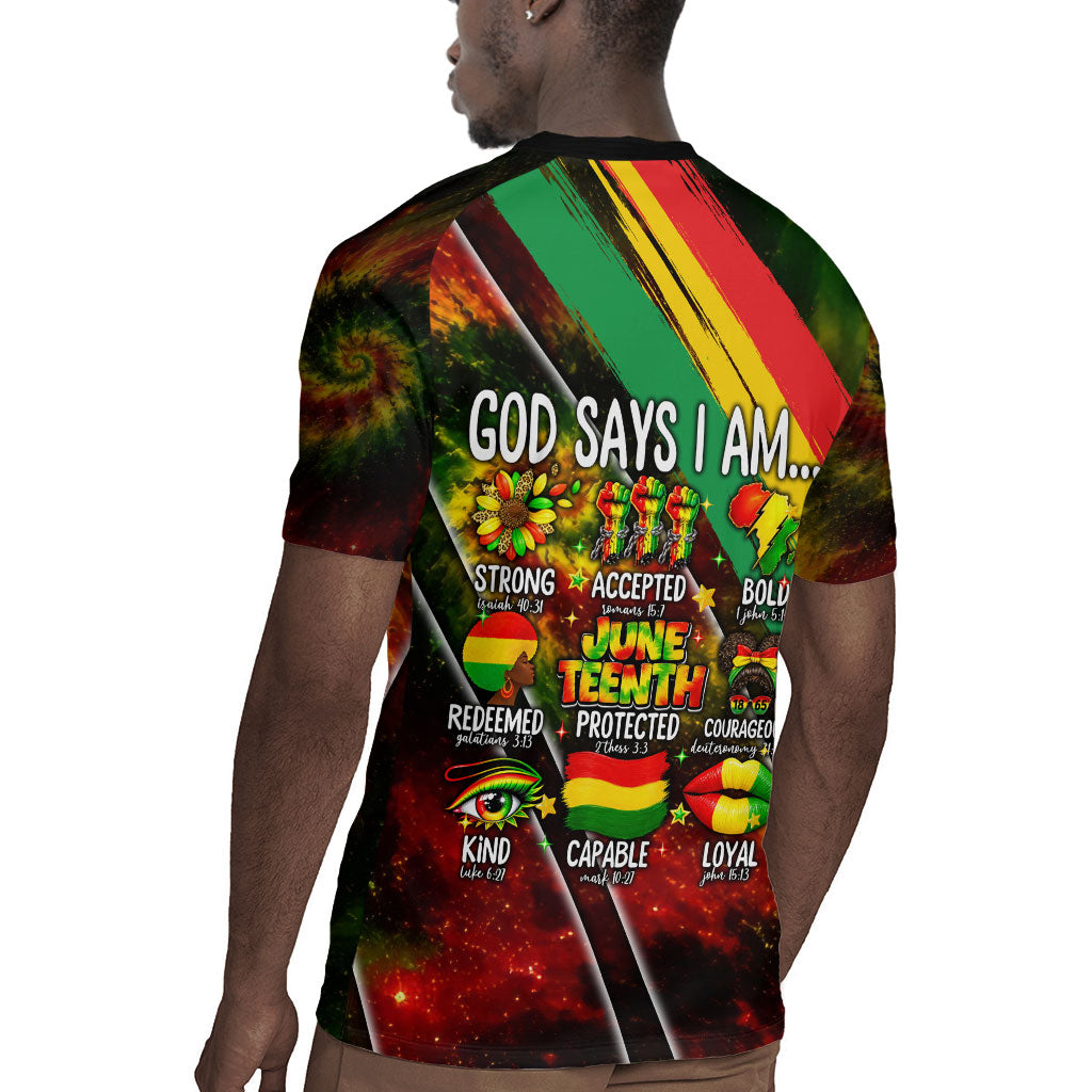 Juneteenth God Says I Am Christian Freedom Rugby Jersey Pan African Flag Colors Tie Dye Galaxy