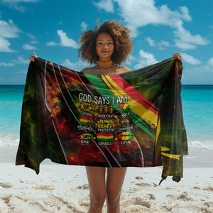 Juneteenth God Says I Am Christian Freedom Sarong Pan African Flag Colors Tie Dye Galaxy