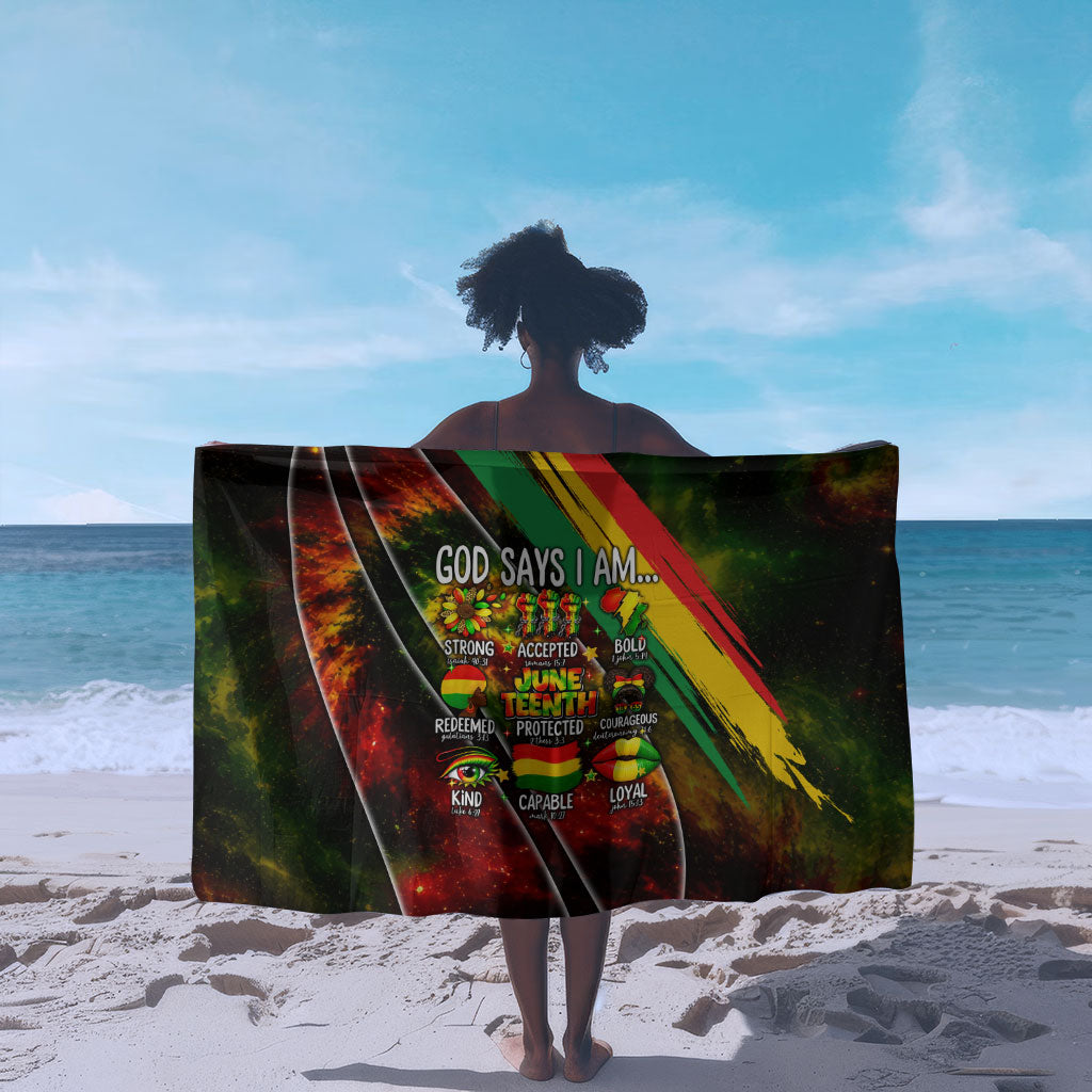 Juneteenth God Says I Am Christian Freedom Sarong Pan African Flag Colors Tie Dye Galaxy