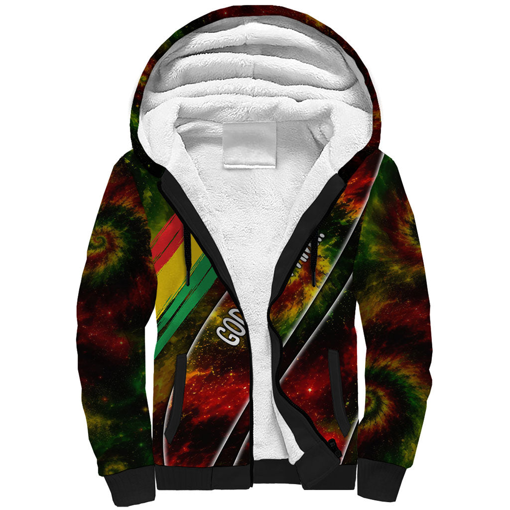 Juneteenth God Says I Am Christian Freedom Sherpa Hoodie Pan African Flag Colors Tie Dye Galaxy
