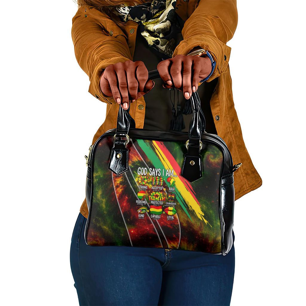 Juneteenth God Says I Am Christian Freedom Shoulder Handbag Pan African Flag Colors Tie Dye Galaxy