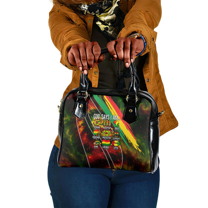Juneteenth God Says I Am Christian Freedom Shoulder Handbag Pan African Flag Colors Tie Dye Galaxy