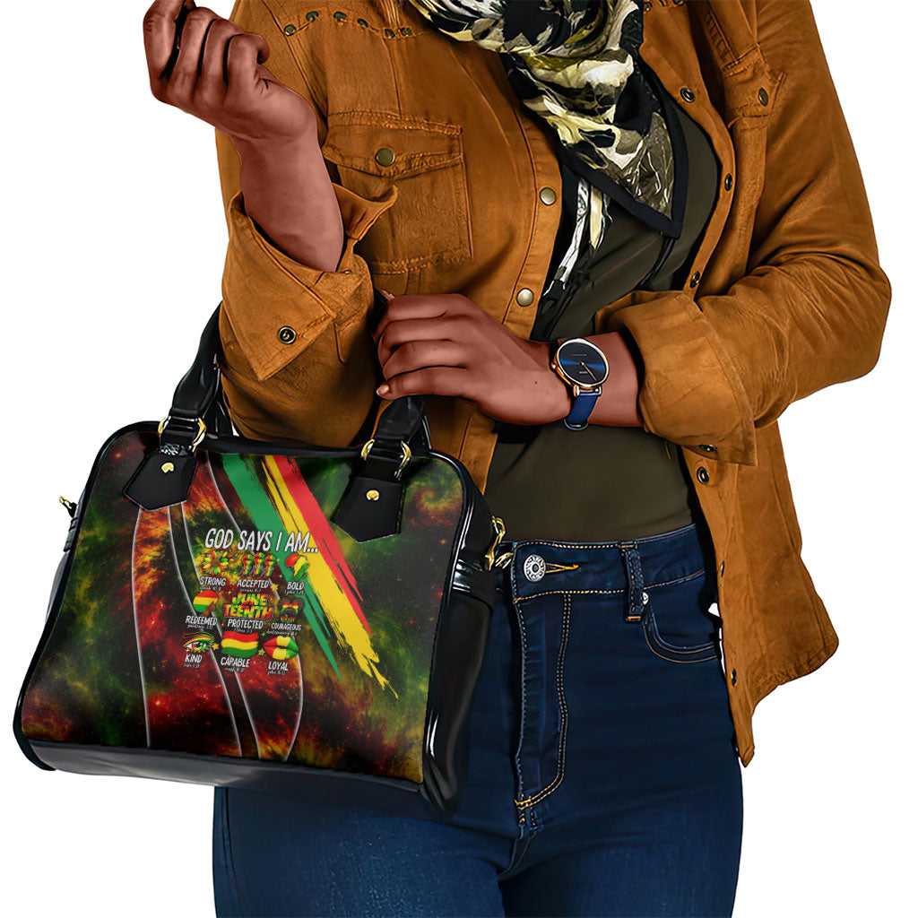 Juneteenth God Says I Am Christian Freedom Shoulder Handbag Pan African Flag Colors Tie Dye Galaxy