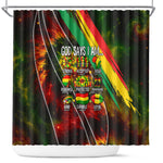 Juneteenth God Says I Am Christian Freedom Shower Curtain Pan African Flag Colors Tie Dye Galaxy