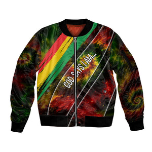 Juneteenth God Says I Am Christian Freedom Sleeve Zip Bomber Jacket Pan African Flag Colors Tie Dye Galaxy