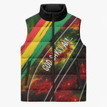 Juneteenth God Says I Am Christian Freedom Sleeveless Puffer Jacket Pan African Flag Colors Tie Dye Galaxy