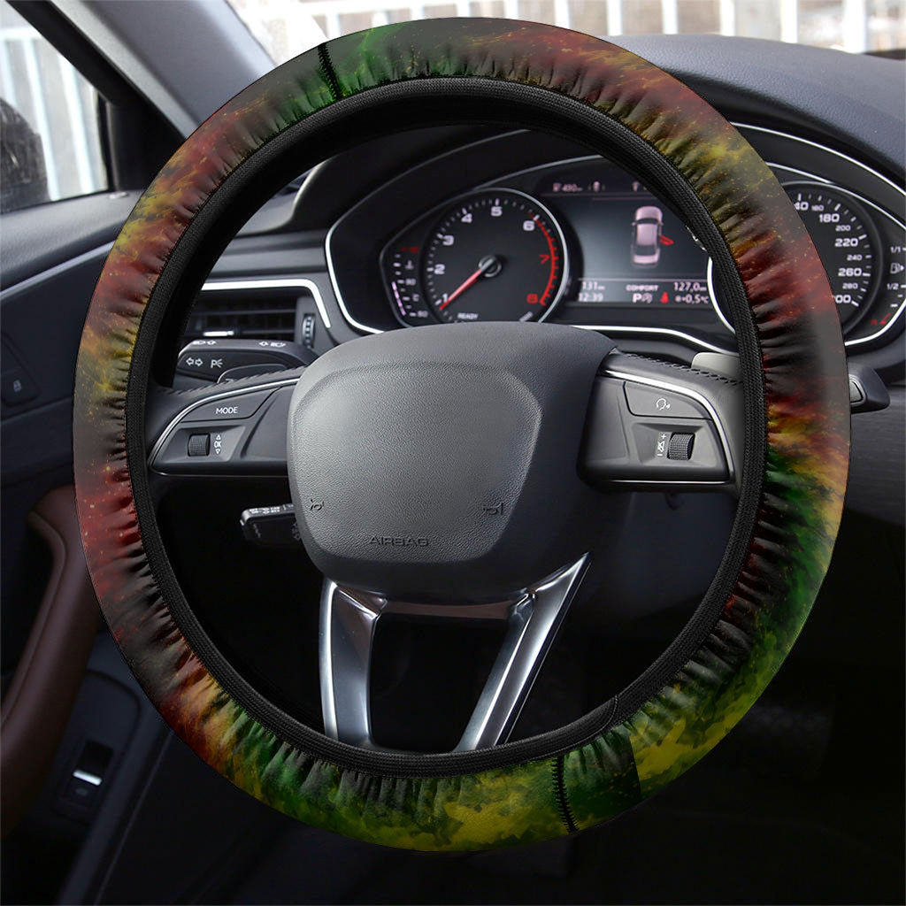 Juneteenth God Says I Am Christian Freedom Steering Wheel Cover Pan African Flag Colors Tie Dye Galaxy