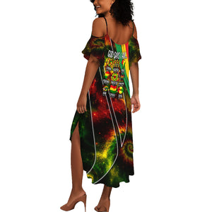 Juneteenth God Says I Am Christian Freedom Summer Maxi Dress Pan African Flag Colors Tie Dye Galaxy