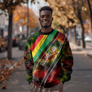 Juneteenth God Says I Am Christian Freedom Sweatshirt Pan African Flag Colors Tie Dye Galaxy