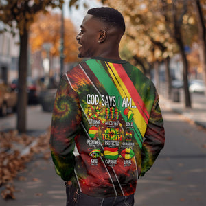 Juneteenth God Says I Am Christian Freedom Sweatshirt Pan African Flag Colors Tie Dye Galaxy