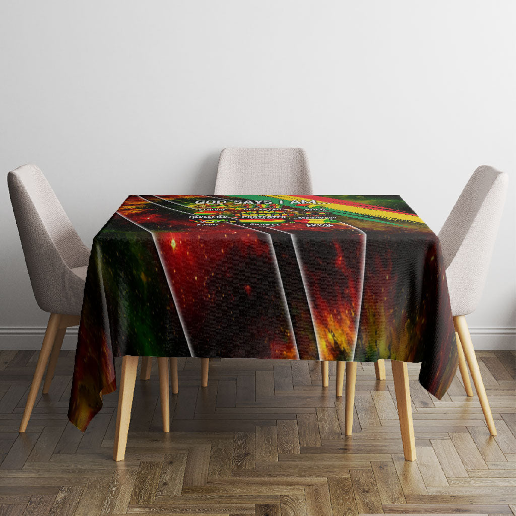 Juneteenth God Says I Am Christian Freedom Tablecloth Pan African Flag Colors Tie Dye Galaxy