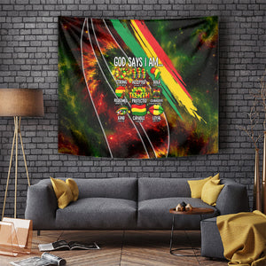 Juneteenth God Says I Am Christian Freedom Tapestry Pan African Flag Colors Tie Dye Galaxy