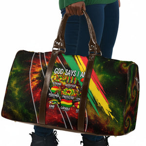 Juneteenth God Says I Am Christian Freedom Travel Bag Pan African Flag Colors Tie Dye Galaxy