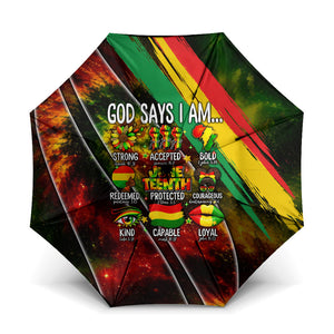 Juneteenth God Says I Am Christian Freedom Umbrella Pan African Flag Colors Tie Dye Galaxy