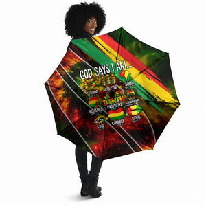 Juneteenth God Says I Am Christian Freedom Umbrella Pan African Flag Colors Tie Dye Galaxy