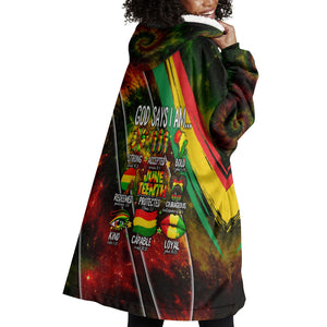 Juneteenth God Says I Am Christian Freedom Wearable Blanket Hoodie Pan African Flag Colors Tie Dye Galaxy