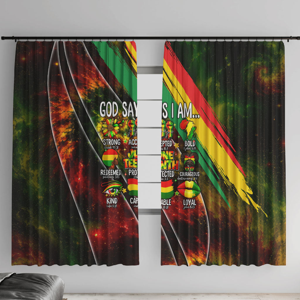 Juneteenth God Says I Am Christian Freedom Window Curtain Pan African Flag Colors Tie Dye Galaxy