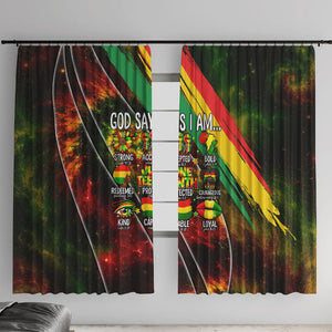 Juneteenth God Says I Am Christian Freedom Window Curtain Pan African Flag Colors Tie Dye Galaxy
