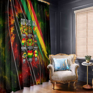 Juneteenth God Says I Am Christian Freedom Window Curtain Pan African Flag Colors Tie Dye Galaxy