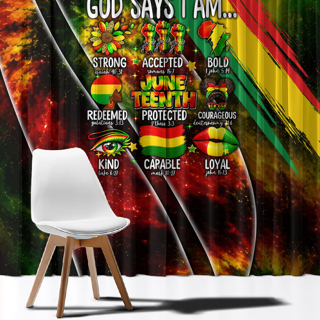 Juneteenth God Says I Am Christian Freedom Window Curtain Pan African Flag Colors Tie Dye Galaxy