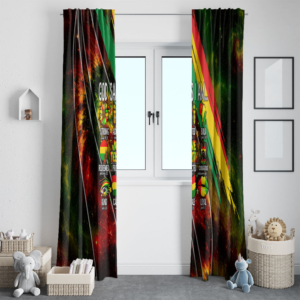 Juneteenth God Says I Am Christian Freedom Window Curtain Pan African Flag Colors Tie Dye Galaxy