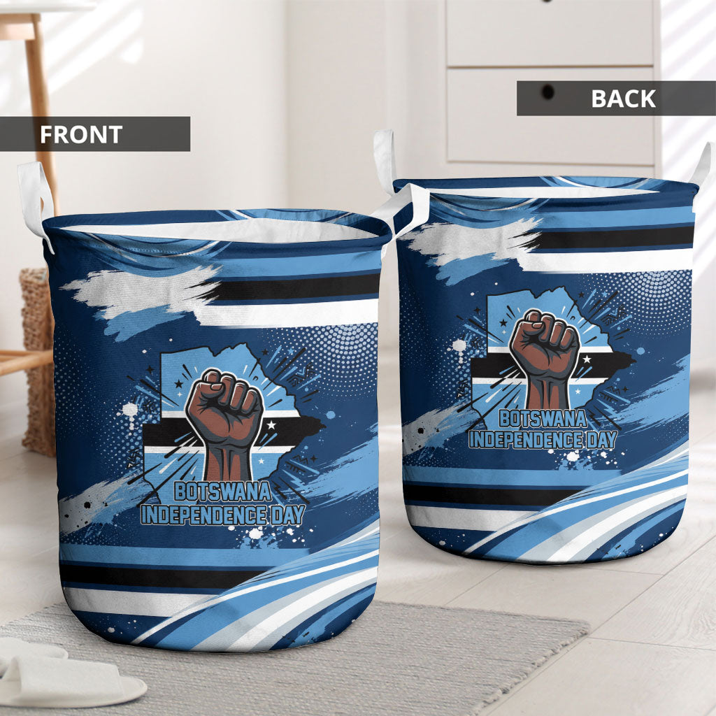 Botswana Independence Day Laundry Basket Raised Fist Map Graphic With National Coat Of Arms